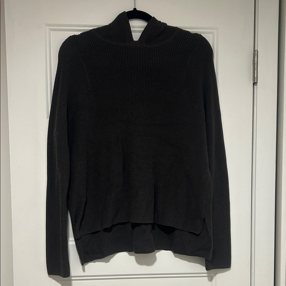 Athleta Charcoal Hooded Silk and Tencel Lyocell Blend Sweater
